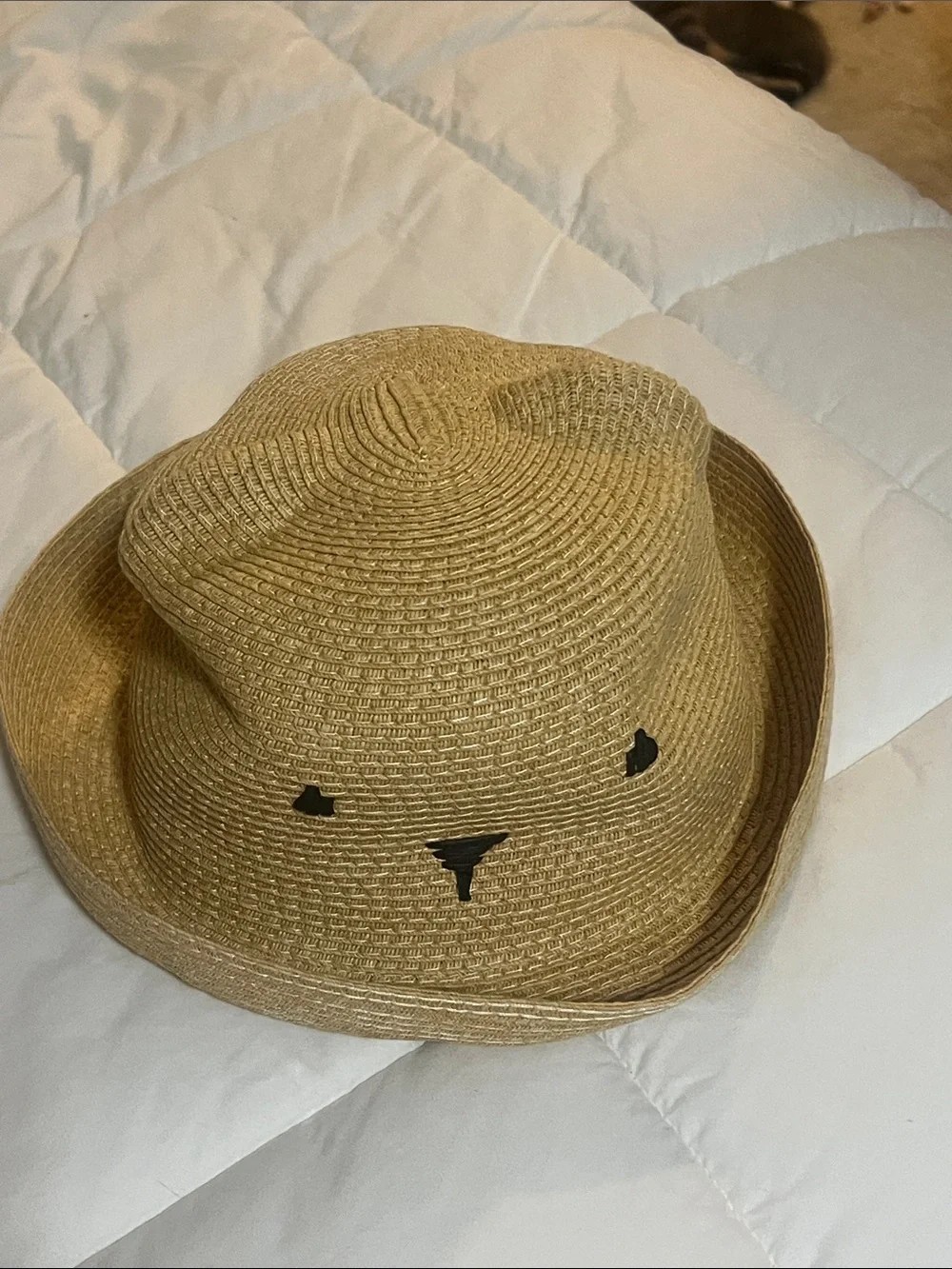 GAP Toddler Straw Bear Hat - Tan with Black Face Detail